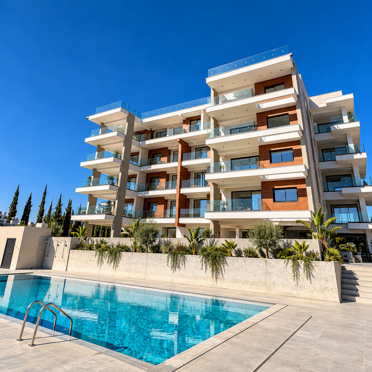 Muses Residence modern residential building with swimming pool