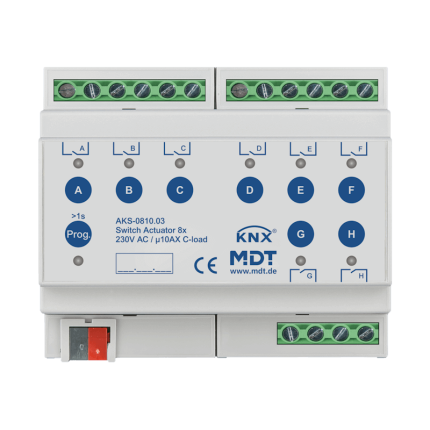 KNX Actuator Ρελε 8F 10A 140μF AKS-0810.03